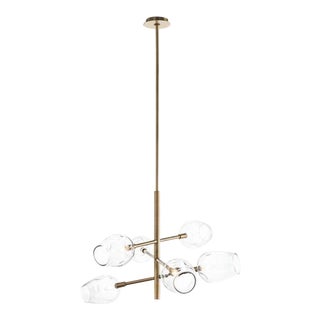 John Richard Modern Brass Finished Glass Globe Chandelier For Sale