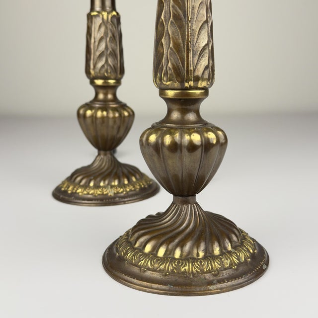 Vintage Large Bronze Table Lamps, Italy, 1950s, Set of 2 For Sale - Image 6 of 18