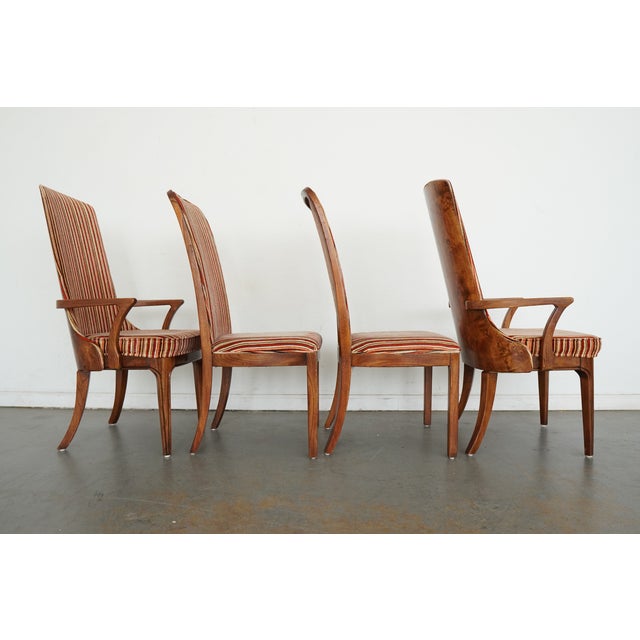 Vintage Attributed to Hickory Manufacturing Co. Burl Wood Dining Chairs (Set of 8) For Sale - Image 10 of 18
