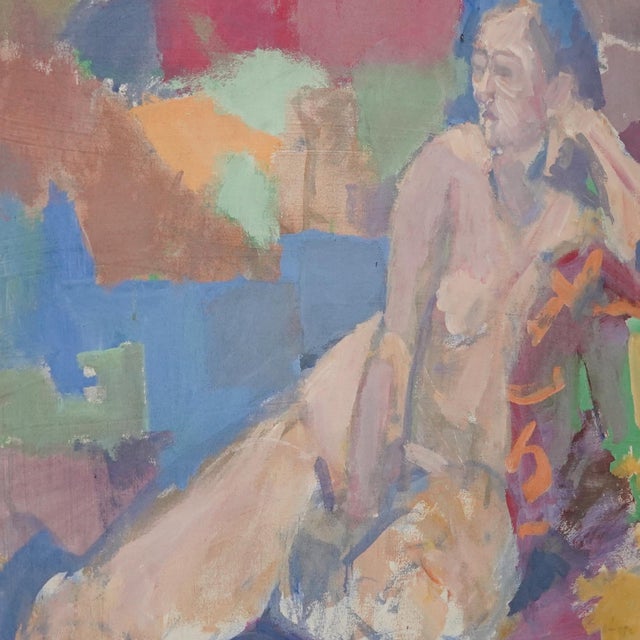 Late 20th Century Vintage Modernist Abstract Nude Painting For Sale - Image 5 of 12
