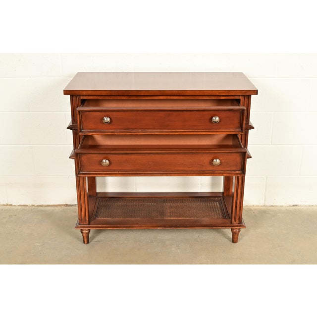 Late 20th Century Drexel Heritage French Regency Louis XVI Carved Mahogany and Cane Console Table or Server For Sale - Image 5 of 14