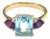 Bochic “Orient” Blue Topaz & Amethyst Ring Set In 18K Gold & Silver For Sale