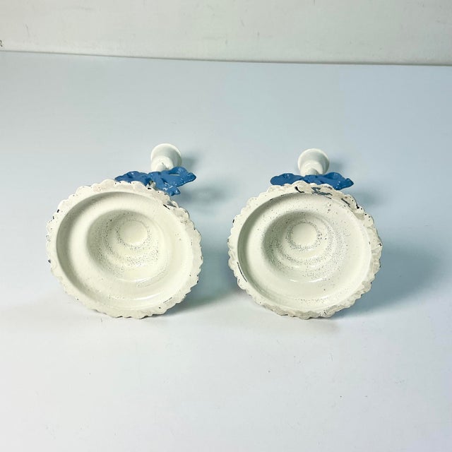 1970s Vintage French Chippendale Boho Chic Ribbon Bows Candlestick Holders - A Pair. For Sale - Image 11 of 11