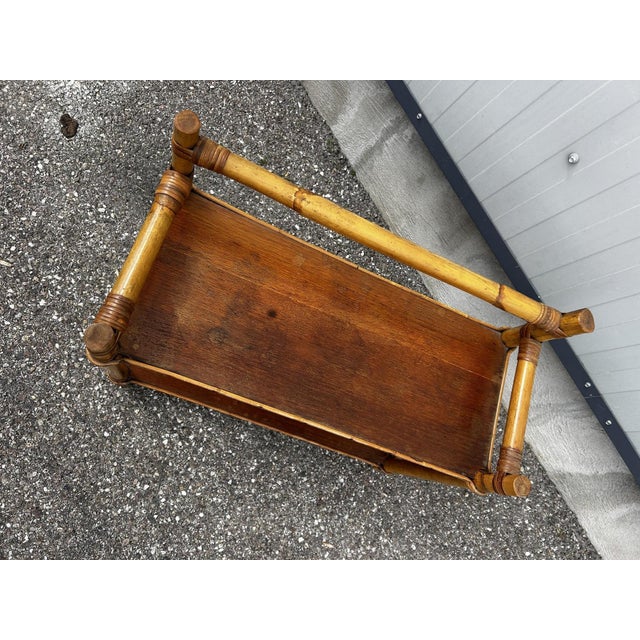 Vintage Rattan Shelf on Legs, 1970s For Sale - Image 4 of 9