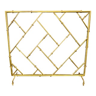 Modern Design Custom Brass Bamboo Form Fire Screen For Sale