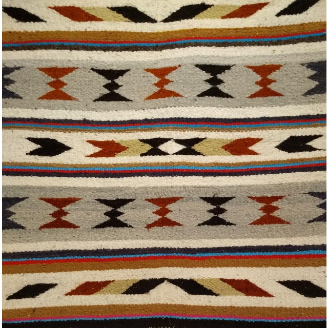 Textile Vintage Navajo Saddle Blanket, Band Pattern, Native American Wall Art, 3x3 For Sale - Image 7 of 11