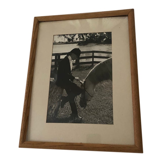 Vintage Mid-Century Equestrian Art: Framed Portrait Attributed to Carol Hofmann Thompson, u.s. Equestrian Team For Sale