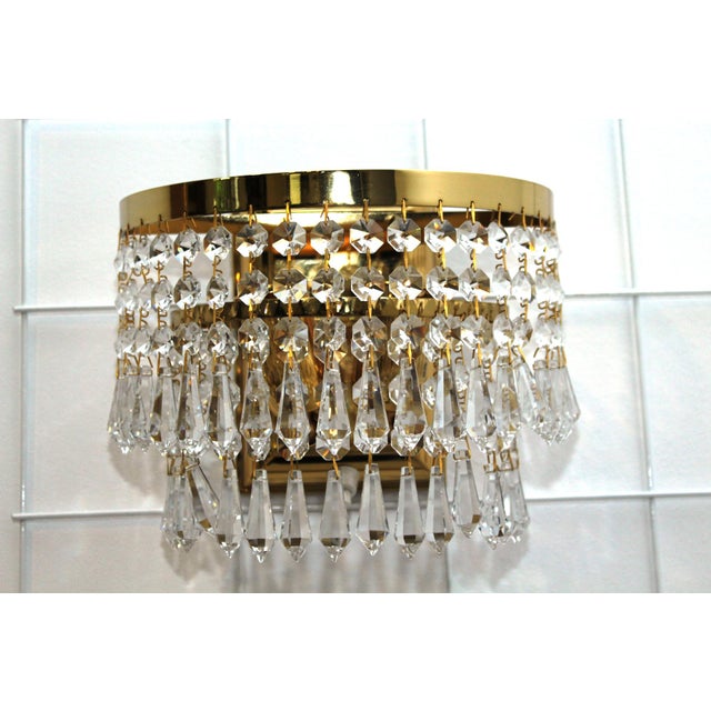 Crystal & Brass Wall Light from Dotzauer, 1980s For Sale - Image 9 of 10