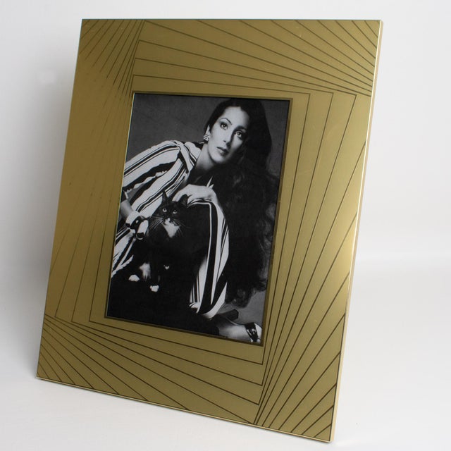 Metal Umberto Mascagni Gilded Aluminum Picture Frame, Italy 1970s For Sale - Image 7 of 13