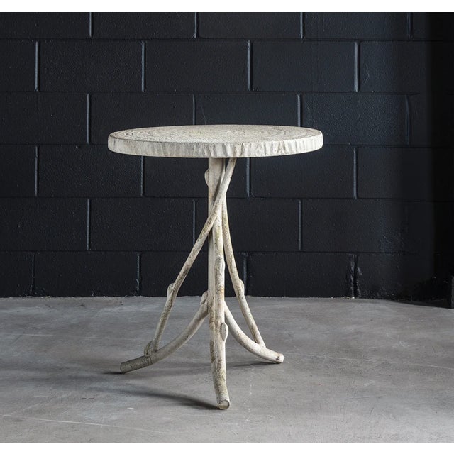 New special order item. Not vintage. Great for a patio, the Faux Bois Table is bistro style for comfortable al fresco...