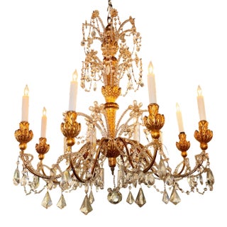 19th Century Italian Giltwood and Crystal Chandelier For Sale