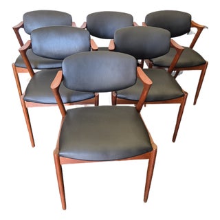 Mid -Century Danish Modern Teak Kai Kristiansen Z Chair # 42 Set 6 For Sale