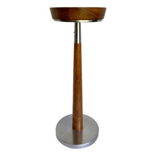 1960s Duk-It by McDonald Products Walnut & Chrome Drinks Table Smoking Stand For Sale