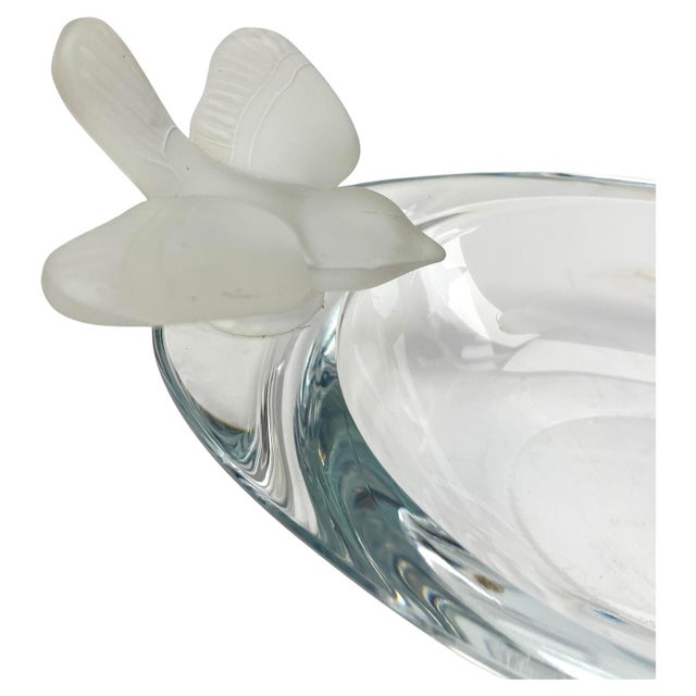Oval Crystal Bowl with Birds from Sèvres, France, 1950 For Sale - Image 4 of 9