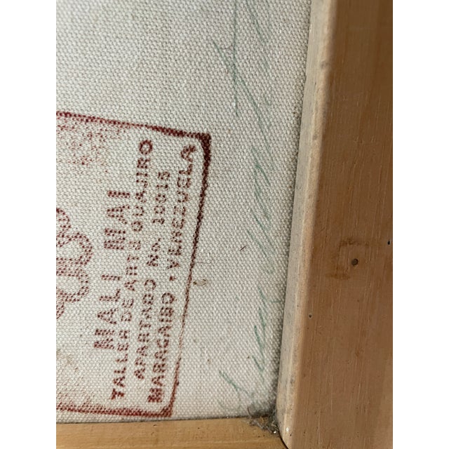 Folk Art Vintage Luis Montiel Hand Knotted Wood Wayuu Weaving Bird Tapestry For Sale - Image 3 of 7