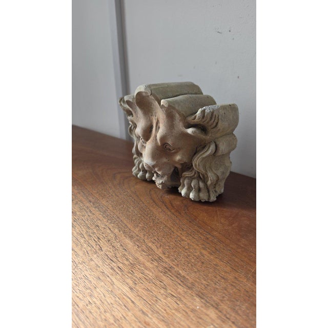 1700s French Gothic Stone Gargoyle Lion Head, Antique Church Architectural Fragment, Medieval Grotesque Sculpture Wall Decor For Sale - Image 4 of 10