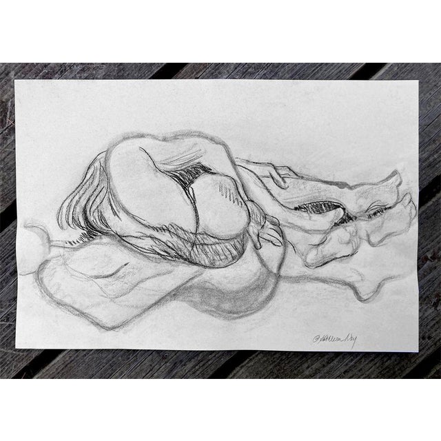 Contemporary Original Semi Abstract Charcoal Drawing, "Floor Contact" For Sale - Image 3 of 4
