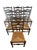 Classic set of six vintage ladderback dining chairs with original woven rush seats. Featuring timeless slat-back...