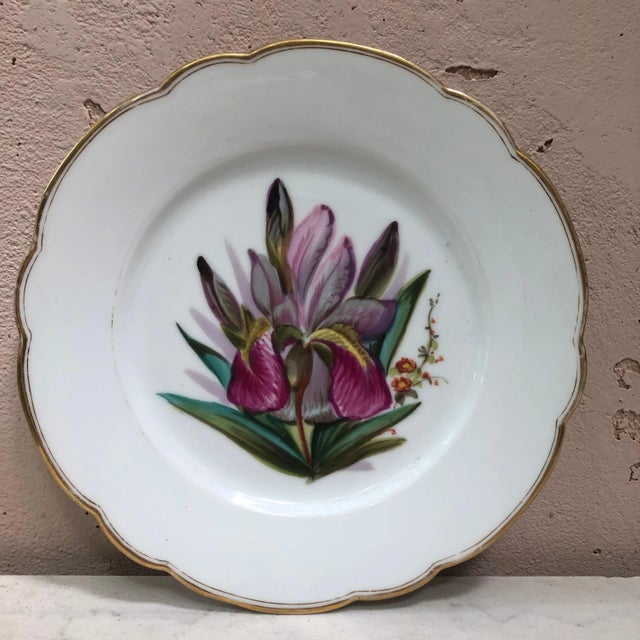 Mid 19th Century French Porcelain Pink Flower Plate For Sale - Image 4 of 5