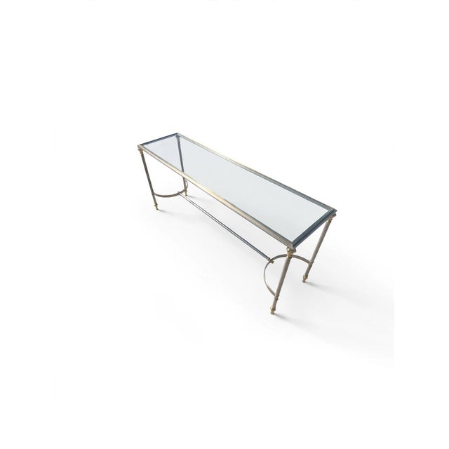 Silver Mid Century Hollywood Regency Neoclassical Italian Brass Console Table Italy For Sale - Image 8 of 12