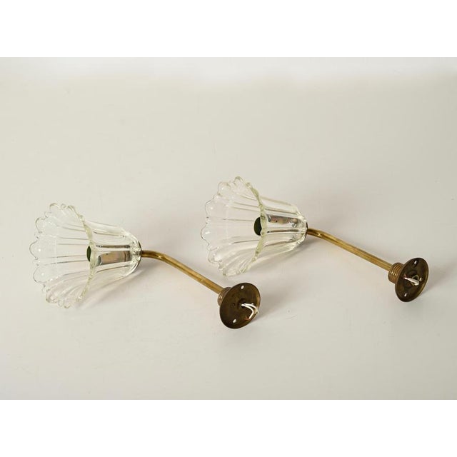 Murano Glass and Brass Flower Sconces from Barovier, Italy, 1950s, Set of 2 For Sale - Image 15 of 18