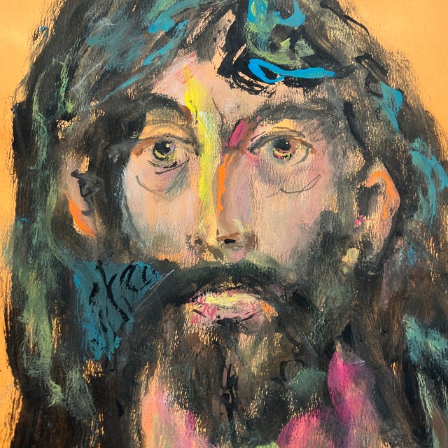 Contemporary Contemporary Original E.J.Hartmann Abstract Male Portrait Painting Signed For Sale - Image 3 of 4