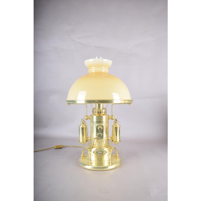Metal Nautical Gold-Plated Table Lamp with Glass Dome Shade, 1980s For Sale - Image 7 of 18