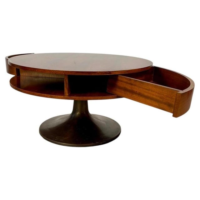 Wood Low Table with Hidden Drawer, Italy, 1960s For Sale - Image 7 of 7