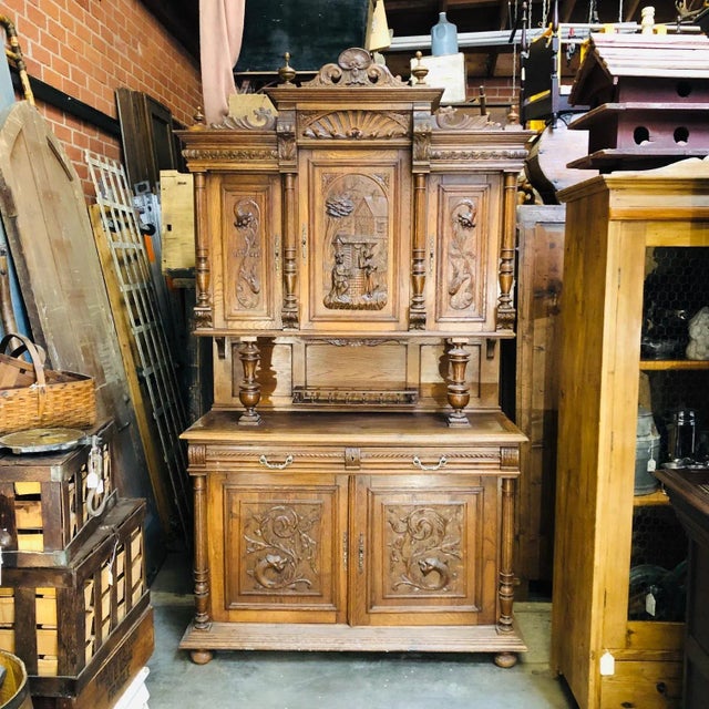 French Buffet Du Corps or Sideboard. C1880s Carved Oak. This marvelous antique Henry II style "Buffet" (or sideboard) is...