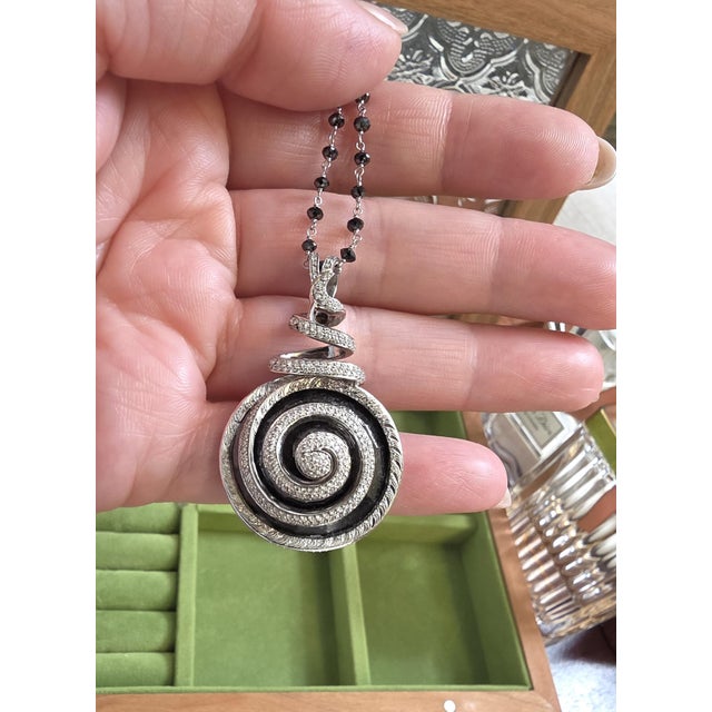 Late 20th Century Late 20th Century Estate 18k White Gold 46.79 Carat Black Diamond Necklace For Sale - Image 5 of 6