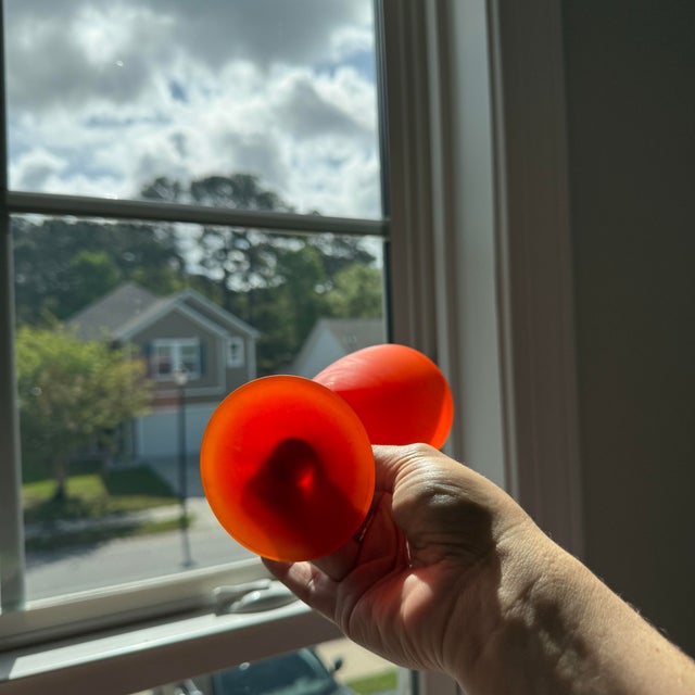 Persimmon 1970s Satin Glass Goblets - Set of Five For Sale - Image 8 of 8