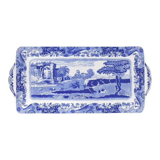 Spode Blue Italian Sandwich Tray 13" For Sale
