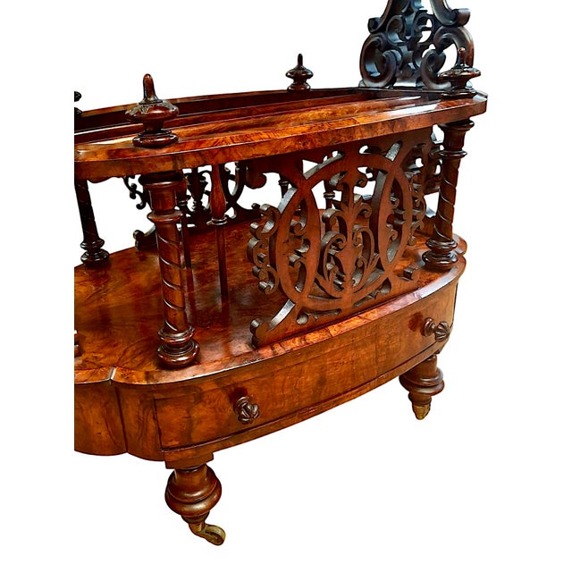 Antique Victorian Rosewood Canterbury Whatnot & Side Table With Drawer For Sale - Image 10 of 11
