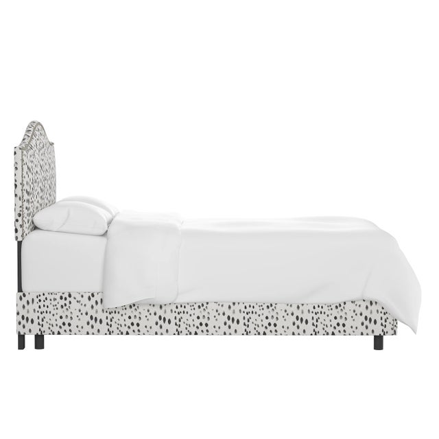 Transitional Ashland Bed in Ink Linen Leopard, Twin For Sale - Image 3 of 5