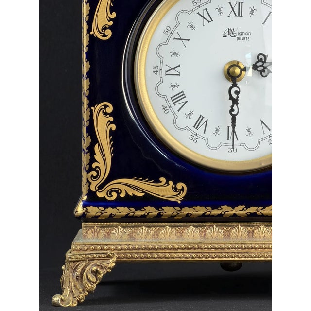 Ceramic French Mignon Limoges Style Porcelain Mantel Clock, 1970s For Sale - Image 7 of 12