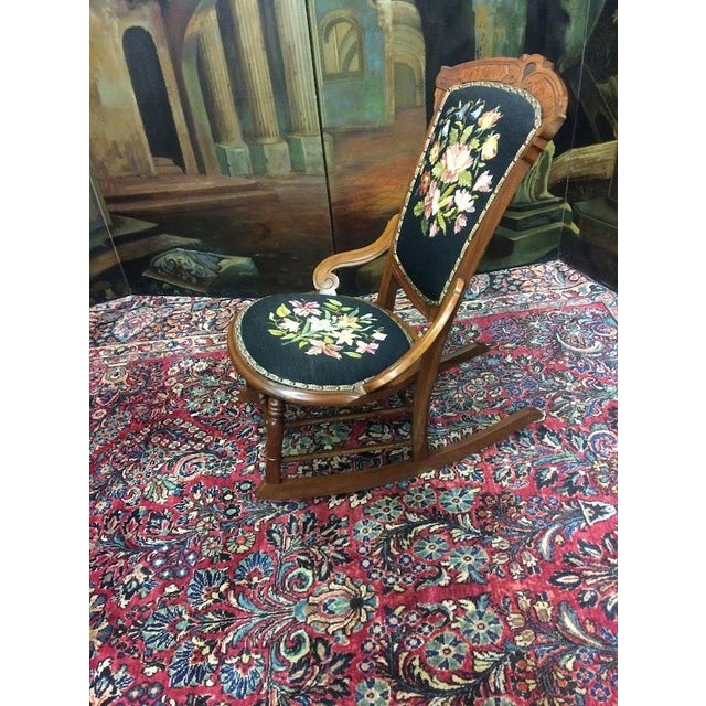 Antique Rocking Chair, Needlepoint Rocking Chair For Sale - Image 4 of 8