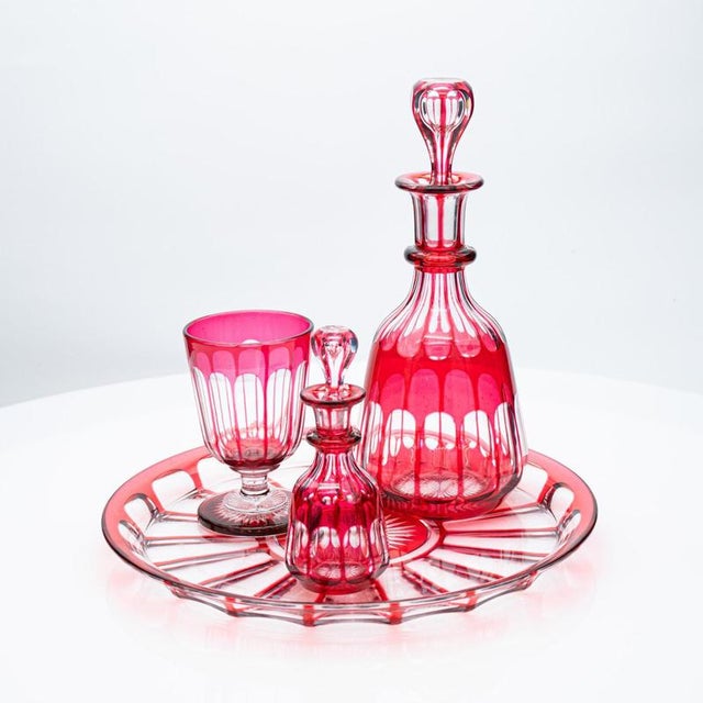 Vintage Red Overlay Crystal Items, 1930, Set of 4 For Sale - Image 9 of 9