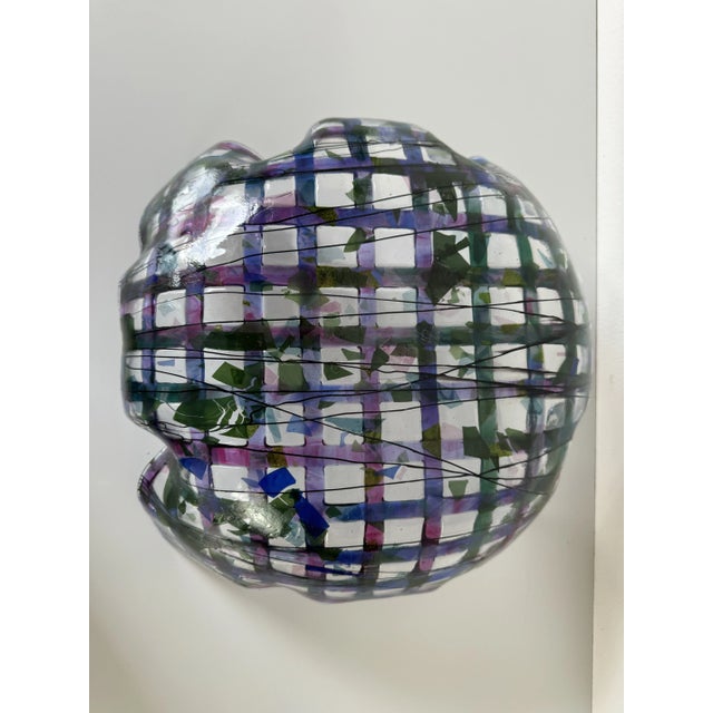 Vintage Handmade Woven Fused Handkerchief Art Glass Bowl, Signed For Sale - Image 9 of 10