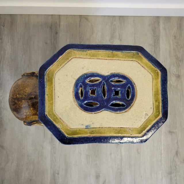 Chinese Vintage Sancai-Glazed Ceramic Elephant Garden Seat Side Table, Chinese 1920s For Sale - Image 3 of 12