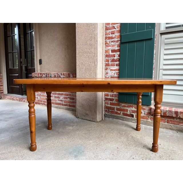 English Vintage English Pine Farmhouse Dining Table Country Kitchen Island For Sale - Image 3 of 18