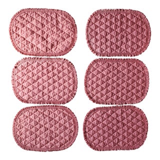 Set of 6 Vintage Dusty Rose Cottage Style Placemats For Sale