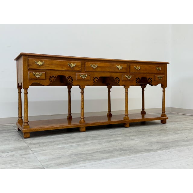 Late 20th Century Hickory Furniture Co Oak Welsh Sideboard / Credenza / Buffet For Sale - Image 10 of 14