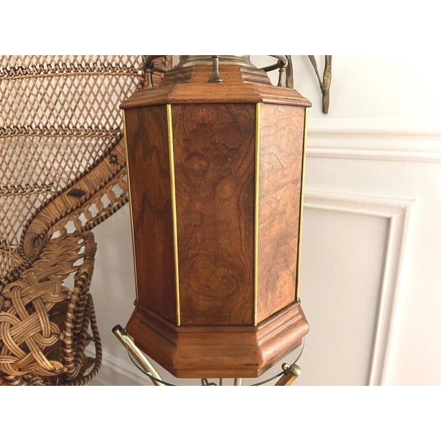 1960s Burl Wood Column Lamp & Shade by Knob Creek For Sale - Image 12 of 18