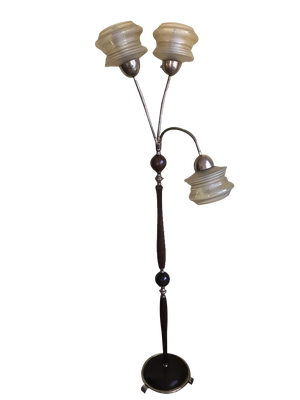 Three-Armed Floor Lamp with 3 Light Points Glass Lampshades, 1960s