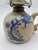 Antique Blue & White Stoneware Oil Lamp With Glass Chimney For Sale - Image 4 of 10
