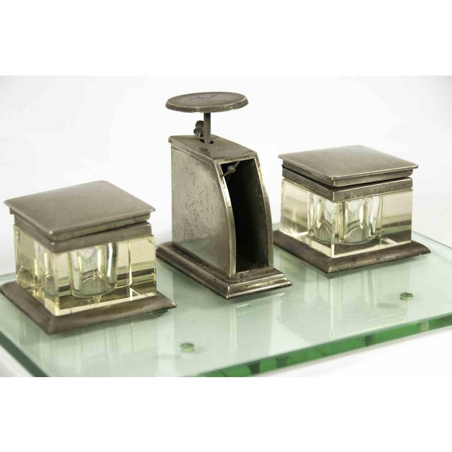 Vintage Silver and Glass Inkwell, Italy, Mid-20th Century For Sale - Image 4 of 6