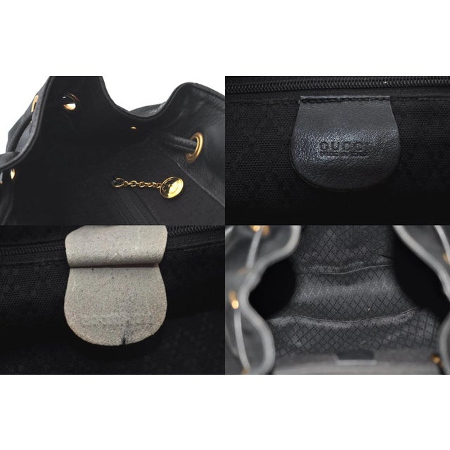 1990s Gucci Bamboo Backpack Leather Black For Sale In Boston - Image 6 of 13