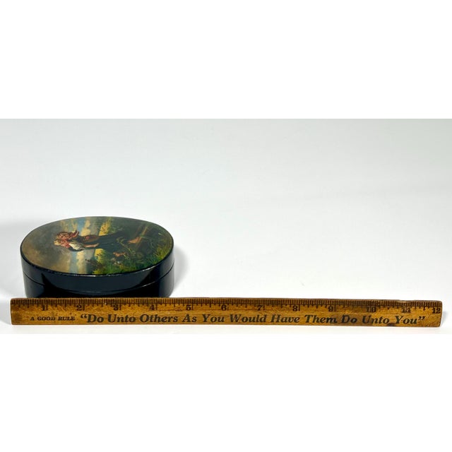 Fedoskino Lacquered Box, Children Running from Storm, Mid 20th Century For Sale - Image 10 of 10