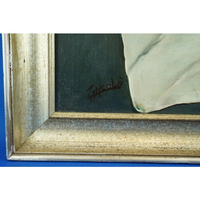 Giovanni Zancolo, Post Impressionist Still Life with Copper Pourer and Brass Mortar and Pestle, 1970s, Oil on Canvas For Sale - Image 8 of 12