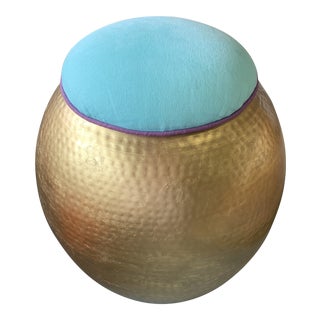 Moroccan Style Hammered Gold Stool For Sale